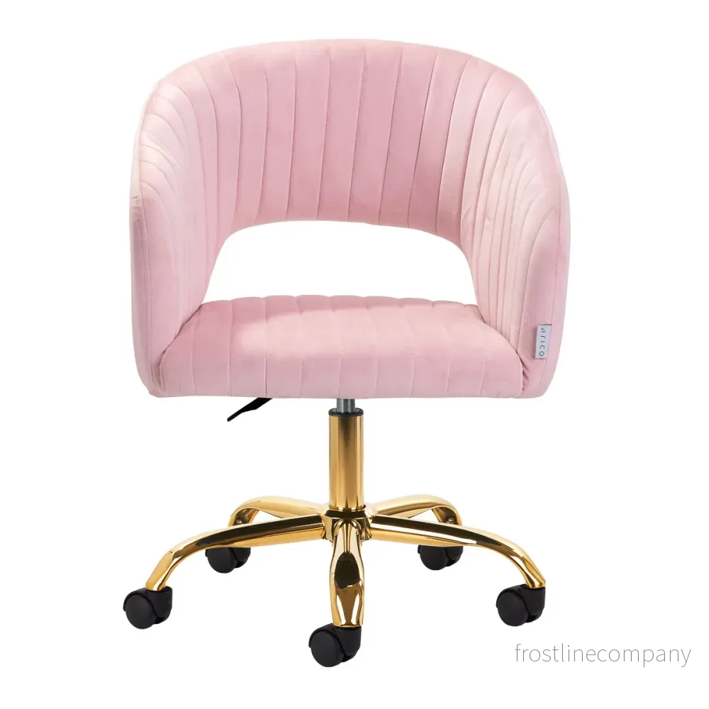 4Rico QS-OF212G Taburett med Hjul i Sammet - Rosa - Bild 2