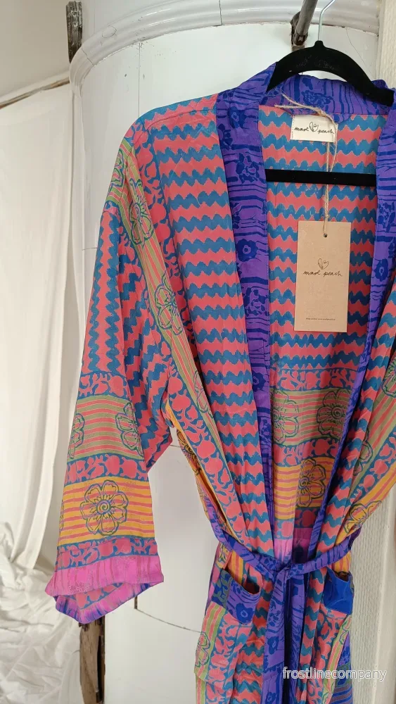 Lång kimono med fickor - vintage silke nr 7 - Bild 2