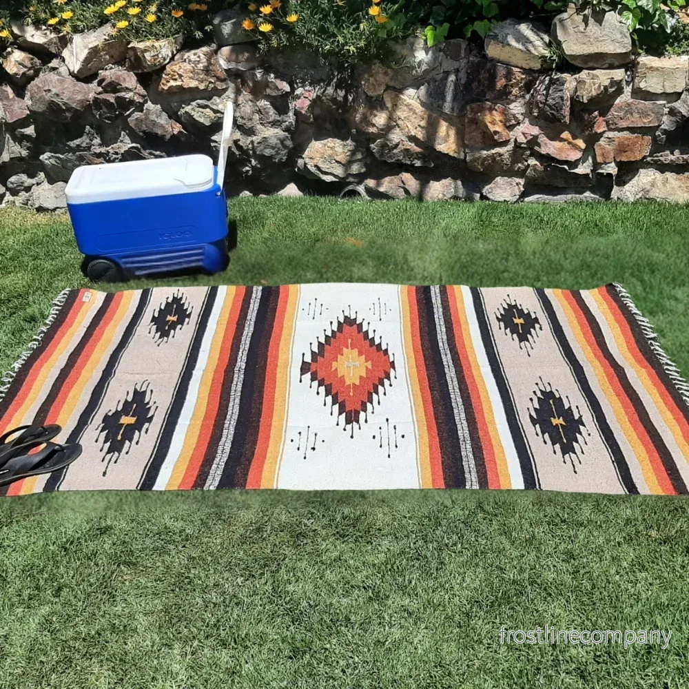 Mexican Blanket Southwest Aztec Diamond | Beige Yellow - Bild 2