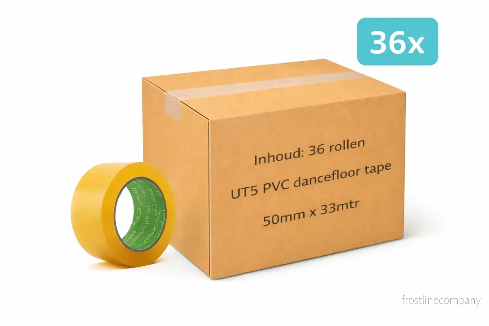 36x MegaTape UT5 · PVC-tejp för dansgolv · 33 m på rulle · 50 mm · genomskinlig