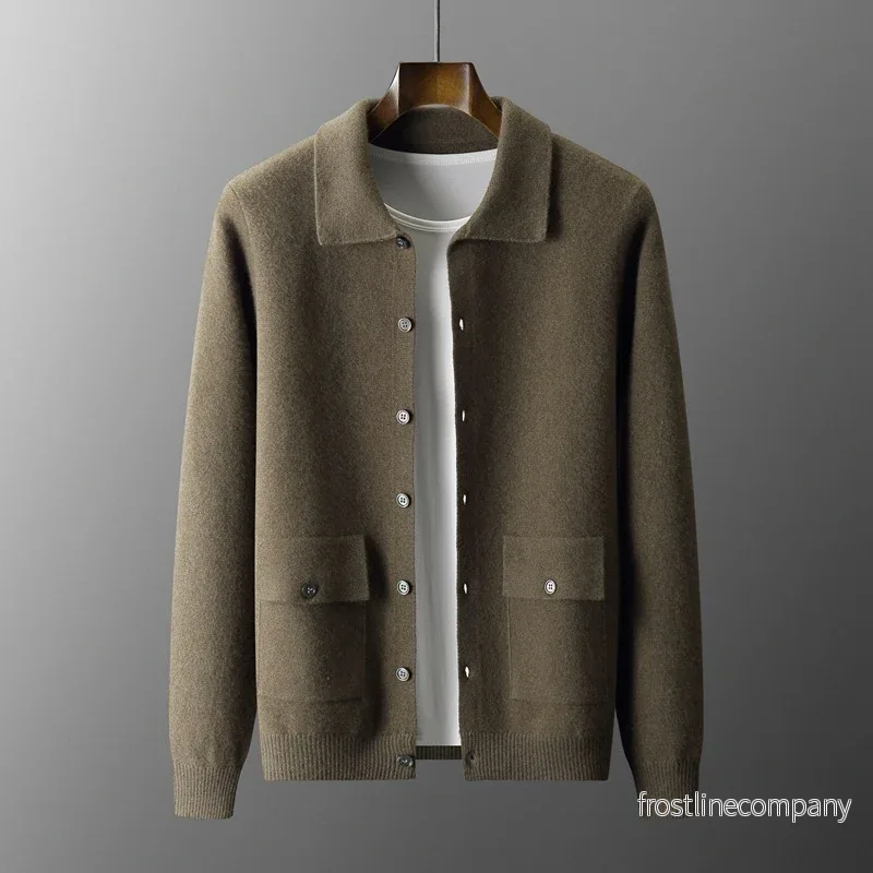 Koja Herr Polo Ull - Cardigan Retro Ficka Tjock - S-XXL Vinter - Bild 2