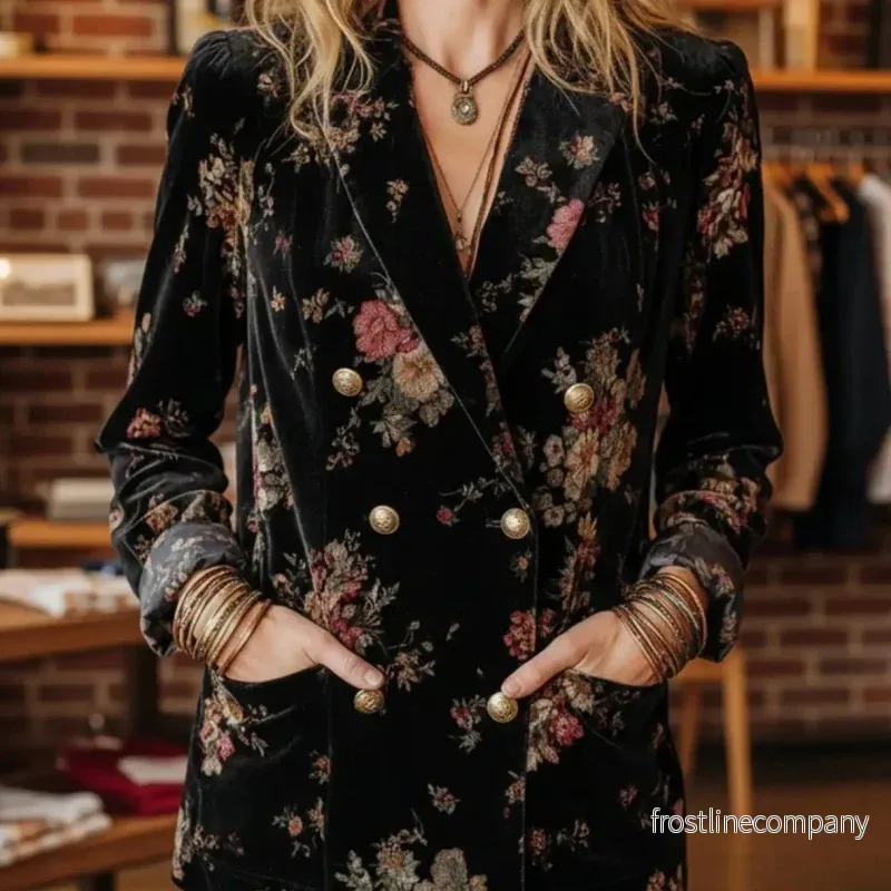 Mönstrad Blazer Blus Dam - Boho Topp - Bild 2