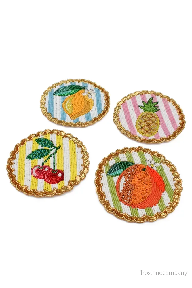 Coasters glasunderlägg frukter randig 4-pack Coasters glasunderlägg frukter randig 4-pack