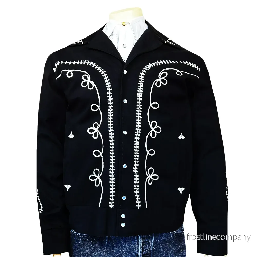 Bolerojacka Western Rockmount Ranch Wear White Rope Embroidery