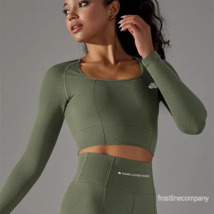 Seamless Tränings-set Dam – Långärmad Croppad Topp + Leggings – Sportset Seamless Tränings-set Dam – Långärmad Croppad Topp + Leggings – Sportset