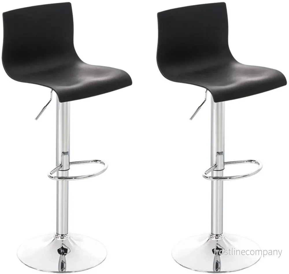 Set med 2 Barstolar med ryggstöd Plast Justerbar Vridbar 105 Svart Set med 2 Barstolar med ryggstöd Plast Justerbar Vridbar 105 Svart