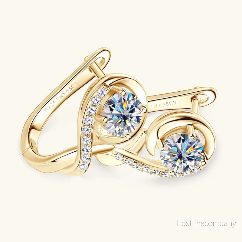 Lyxiga Örhängen i 925 Sterling Silver med Moissanite - Guld & Silver Creoler 0,55 Karat - Bild 3