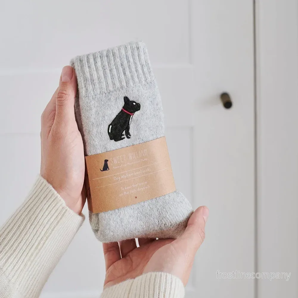 Strumpor med broderad hund – Fransk Bulldog Strumpor med broderad hund – Fransk Bulldog