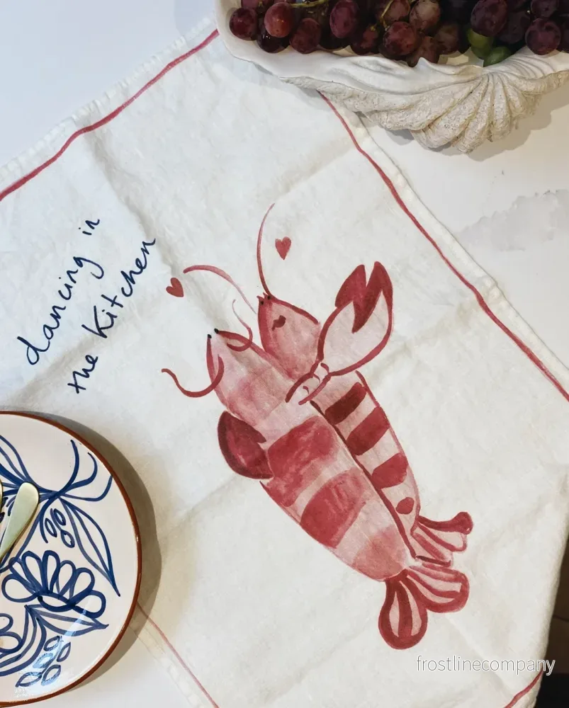 Kökshandduk linne - Dancing Lobster - Bild 2