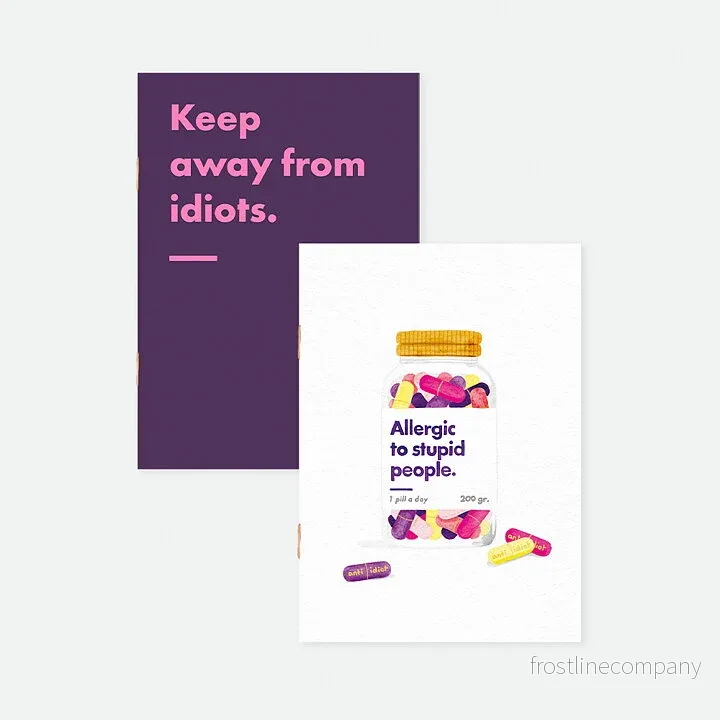 Anteckningsböcker Allergic to stupid people 2-pack