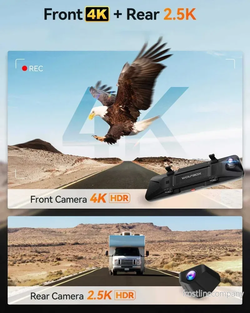 Wolfbox G900 Pro 4K Wifi GPS 128gb Mirror dashcam - Bild 2