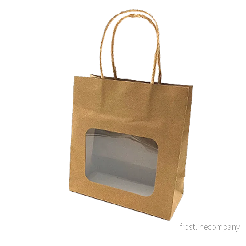 Papperspåse med fönster, natur, förpackning om 20 st., H 18,5 cm