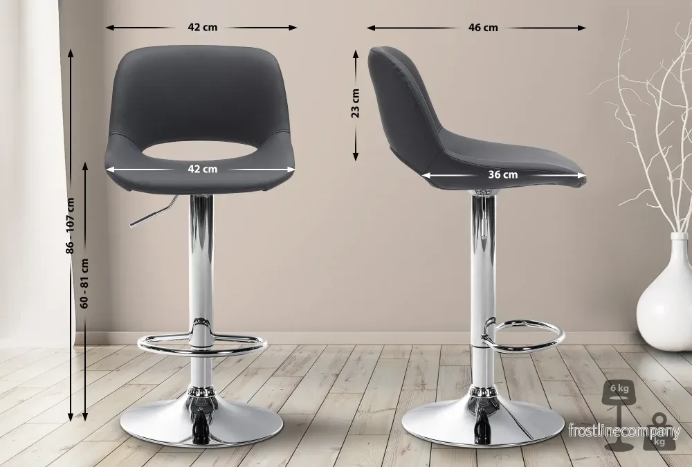 Set med 2 Barstolar med ryggstöd Konstläder Justerbar Vridbar 106 Svart - Bild 2