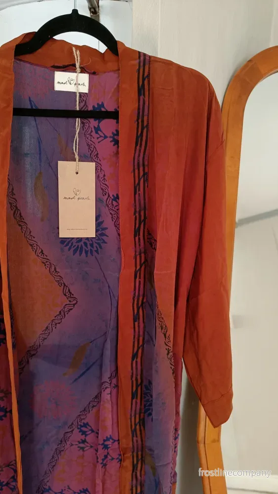 Lång kimono med fickor - vintage silke nr 11 - Bild 3