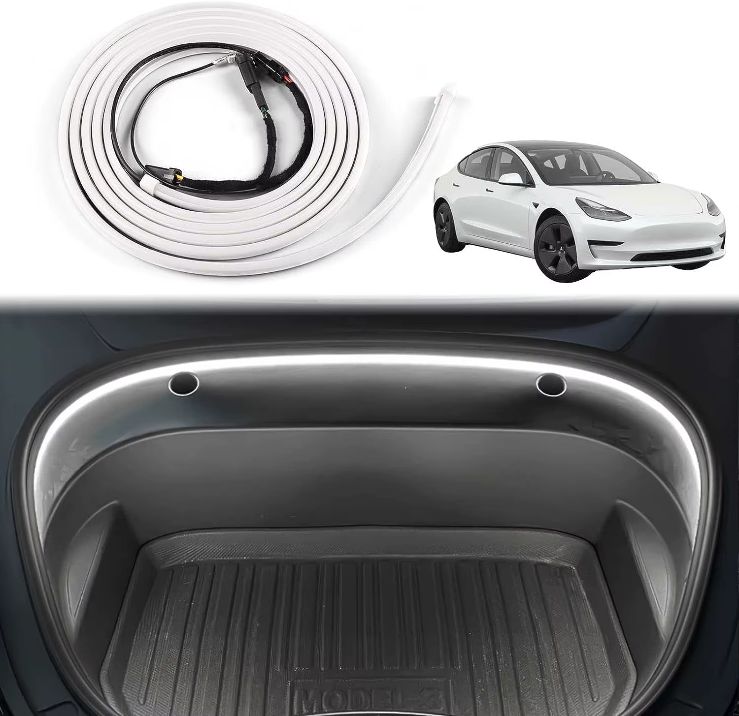 Tesla Model Y – ljuslist för främre bagageutrymmet Tesla Model Y – ljuslist för främre bagageutrymmet