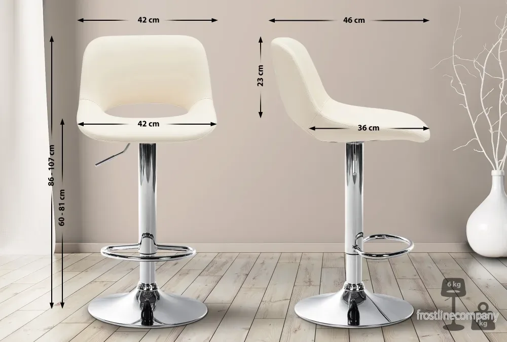 Barstol med ryggstöd Konstläder Justerbar Vridbar 106 Krämfärgad - Bild 2