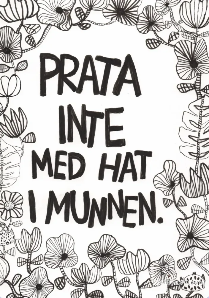 Vykort ”Prata inte med hat i munnen (sv/v)” Vykort ”Prata inte med hat i munnen (sv/v)”