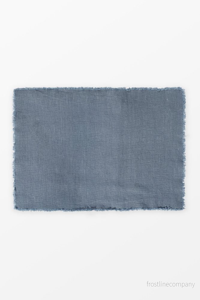 Fringed Linen Placemat Blue Fringed Linen Placemat Blue