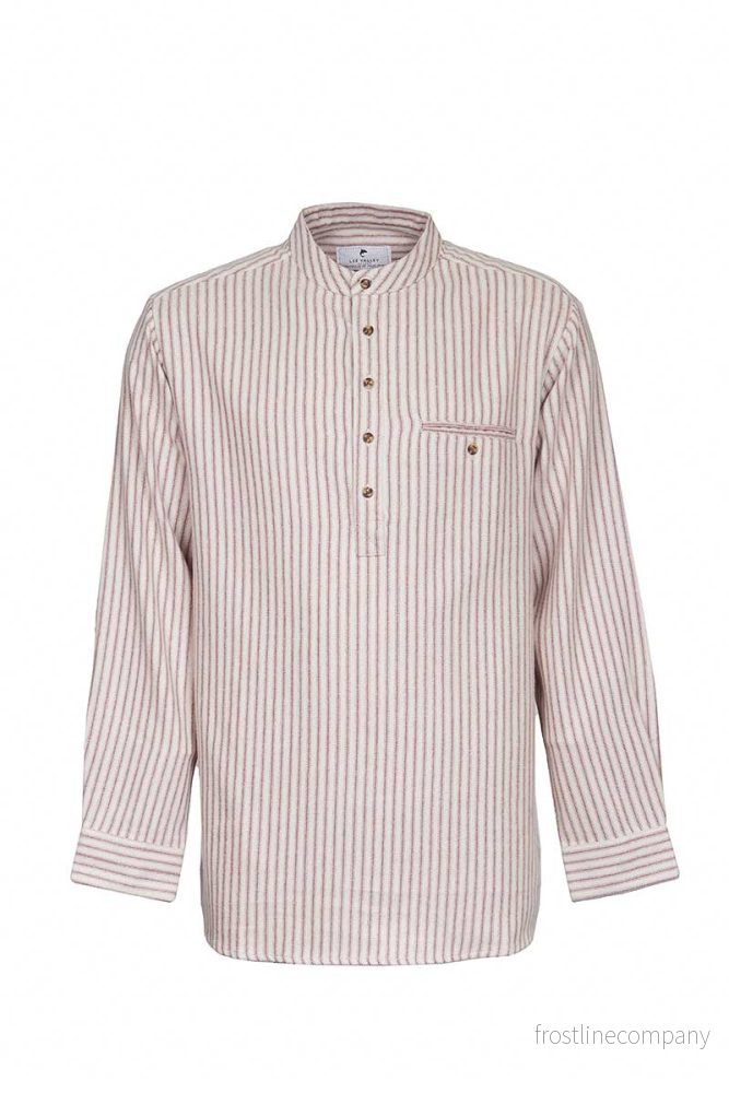 Gammaldags Farfarsskjorta Beige med röda och grå ränder