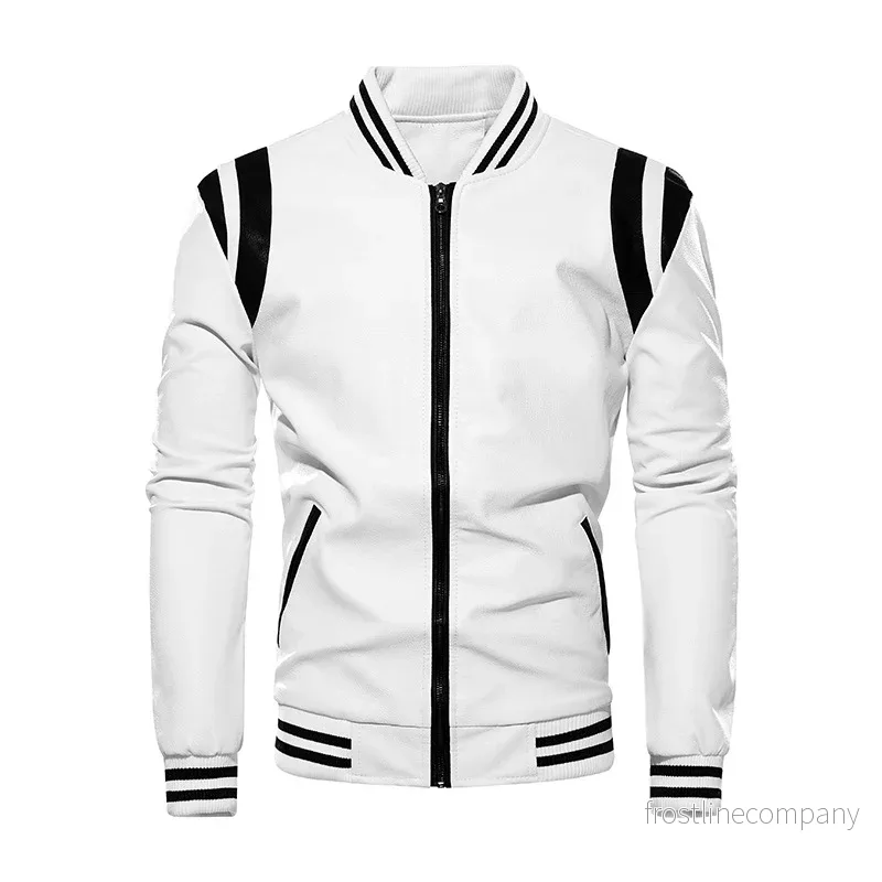 Lyxig Varsity Jacka Herr Fleecefodrad – Bomberjacka PU Läder Svart Gul Vit Lyxig Varsity Jacka Herr Fleecefodrad – Bomberjacka PU Läder Svart Gul Vit