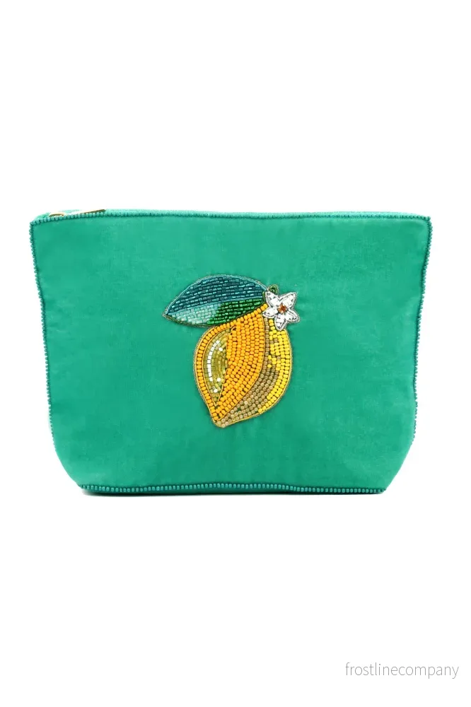 Broderad medium sminkväska/necessär citron Broderad medium sminkväska/necessär citron