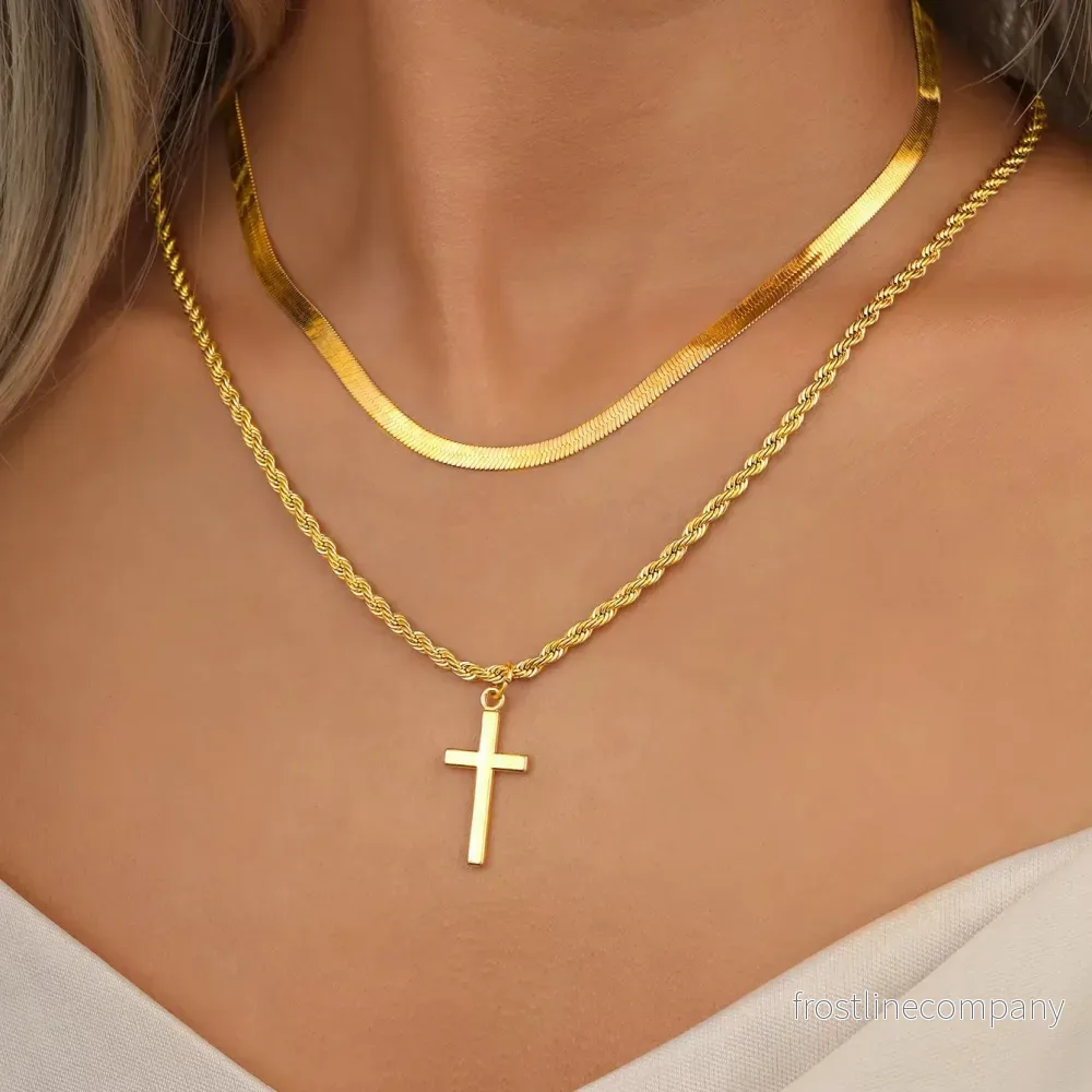 Kors halsband i rostfritt stål - Bild 3