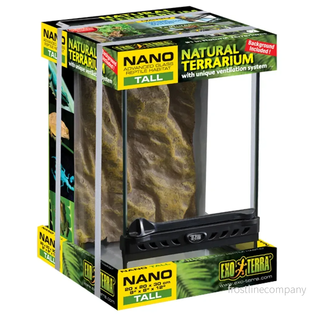 Exo Terra Natural Terrarium Nano Tall 20×20×30cm – Extra högt glas-terrarium med frontventilation, enkeldörr och vattentät botten - Bild 2