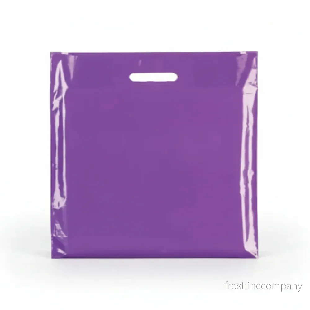 Plastpåse, stor, lila, fp. med 100 st., 50 mikron, B 56 x D/BF 10 x H 45 cm, förstärkta handtag