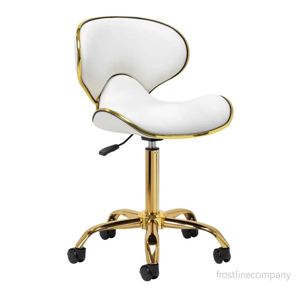 Taburett Gabbiano Q-4599 Guld/Vit – Justerbar med hjul Taburett Gabbiano Q-4599 Guld/Vit – Justerbar med hjul