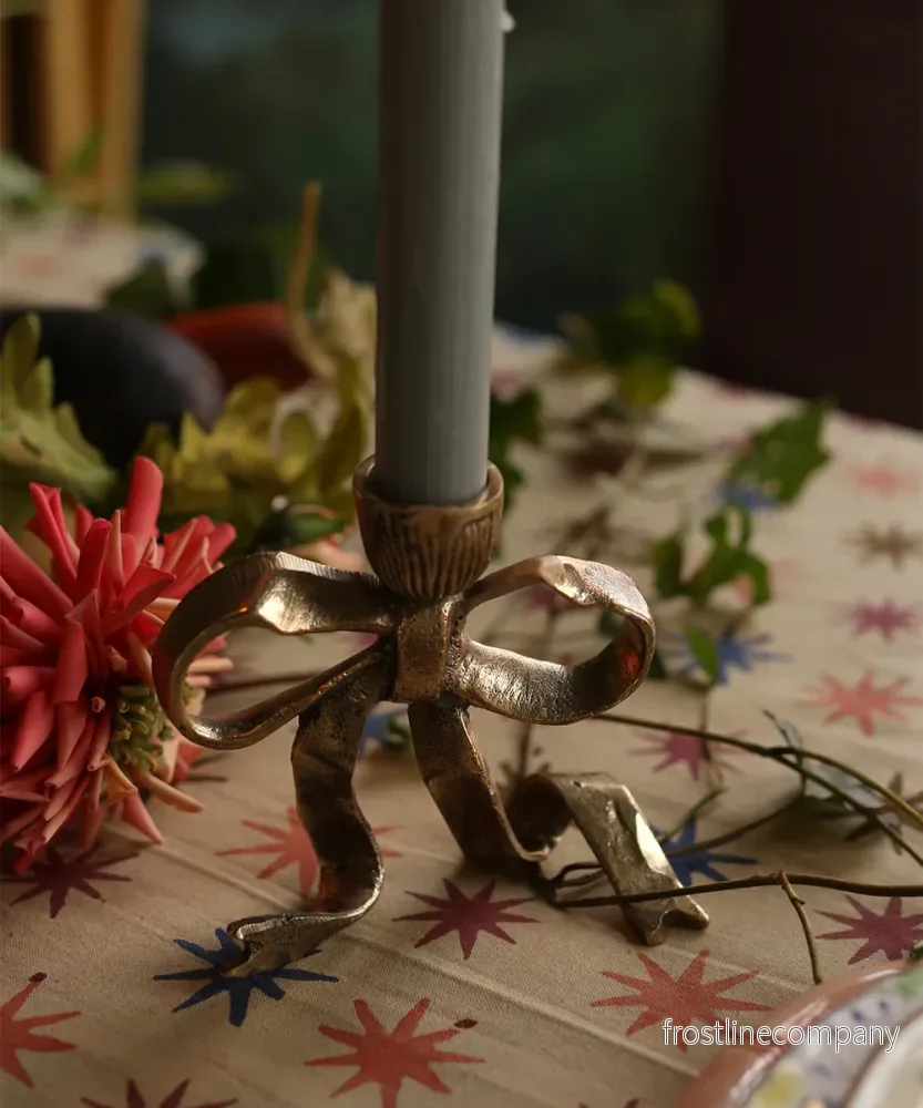 Rosett ljusstake i mässing - Bild 3