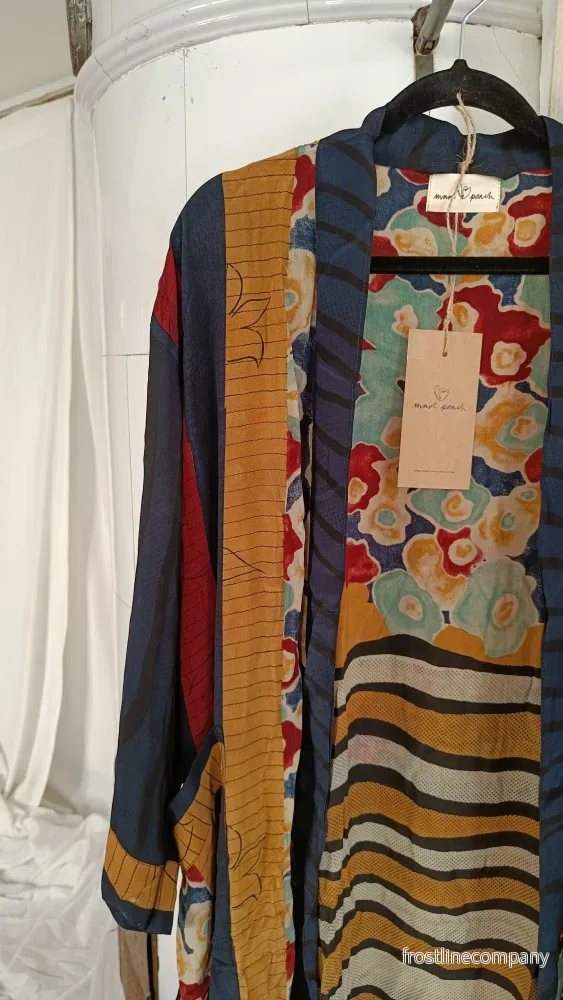 Lång kimono med fickor - vintage silke nr 6 - Bild 2
