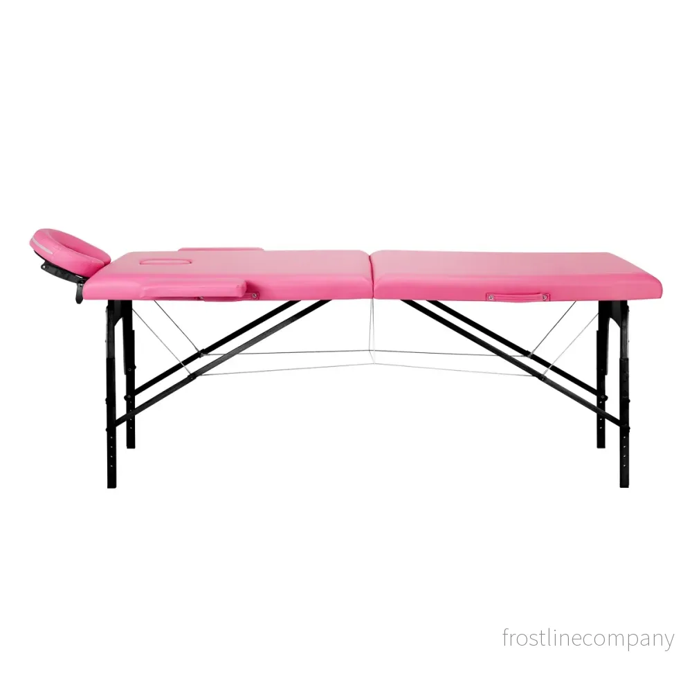 Massagebänk Hopfällbar Bokträ Balance 2 Zoner Rosa - Bild 2