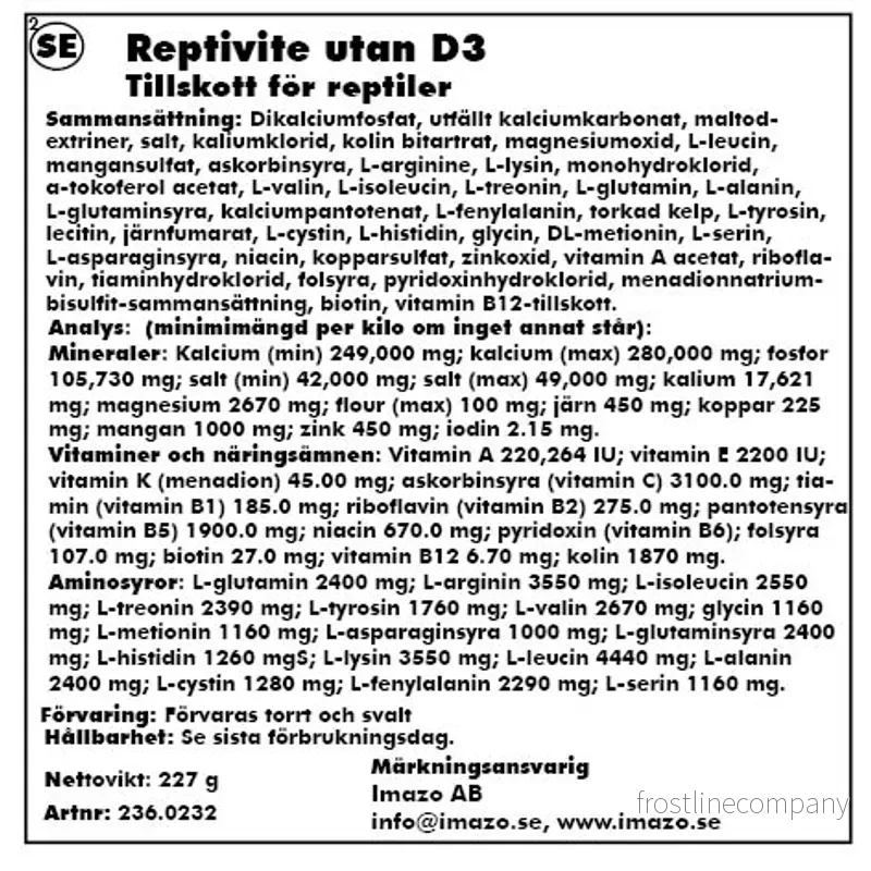 Zoo Med Reptivite 227g – Multivitamin för reptiler utan D3 - Bild 2
