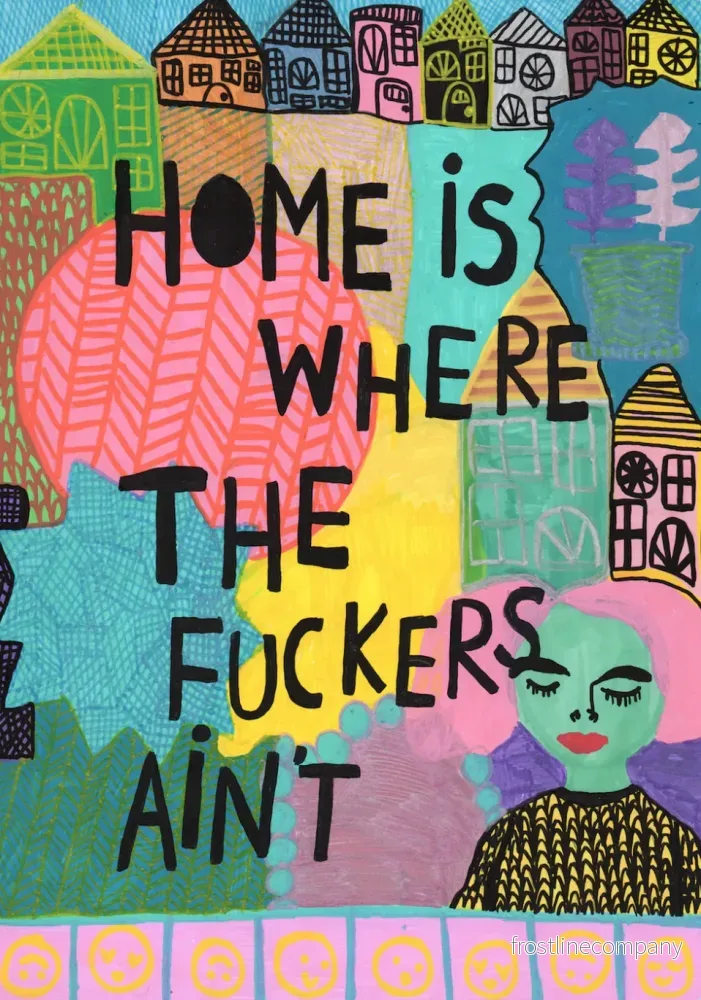 Vykort ”Home is where the fuckers aint” Vykort ”Home is where the fuckers aint”