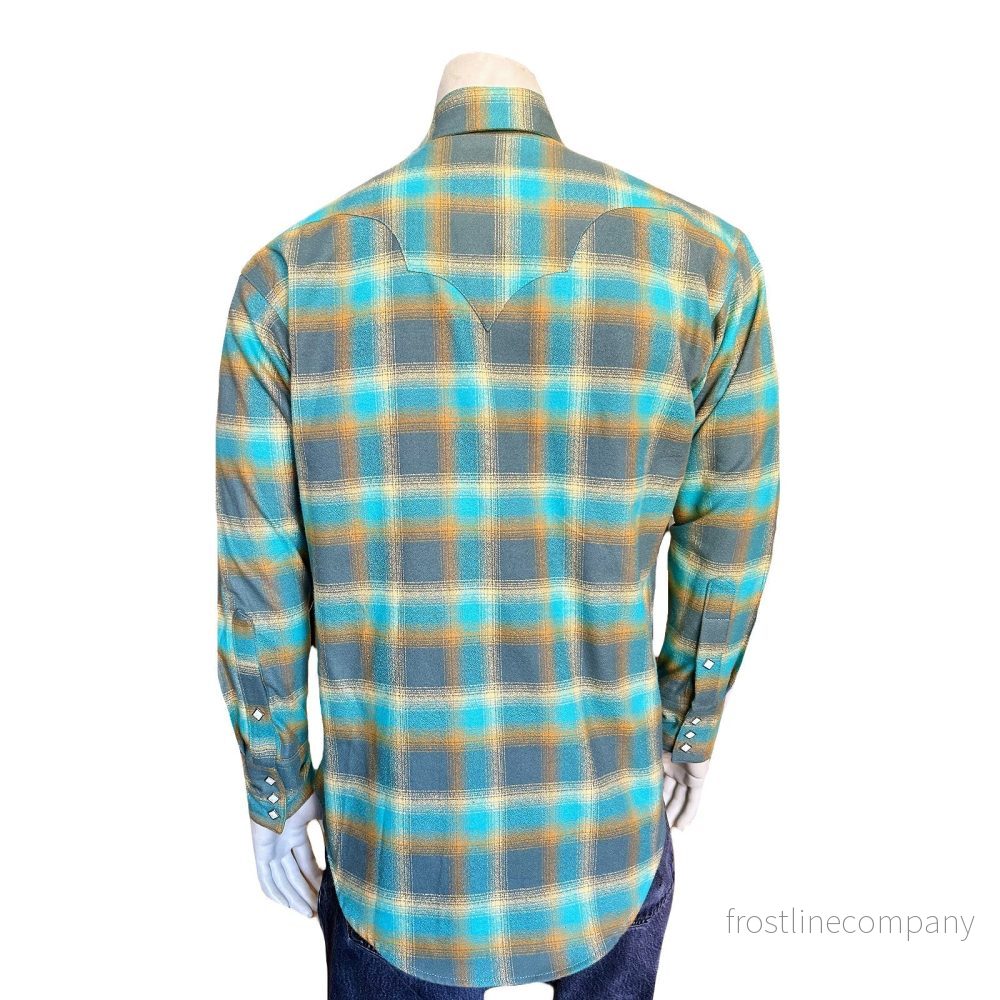 Westernskjorta Rockmount Ranch Wear Plush Flanell Green & Turquoise - Bild 2