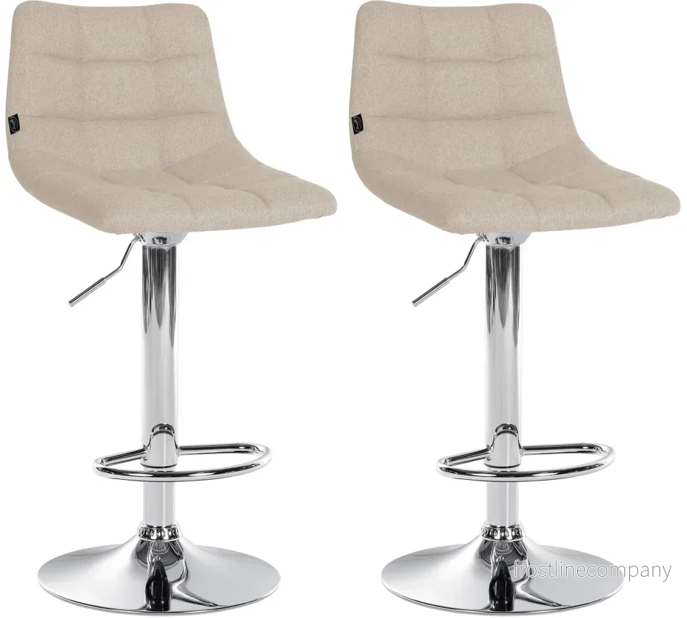 Set med 2 Barstolar med ryggstöd Tyg Justerbar Vridbar 107 Krämfärgad Set med 2 Barstolar med ryggstöd Tyg Justerbar Vridbar 107 Krämfärgad