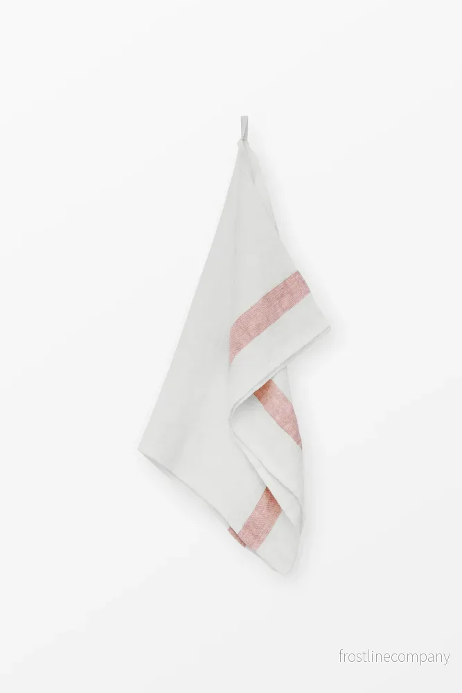 Linen waffle guest towel – Pink Stripe Linen waffle guest towel – Pink Stripe