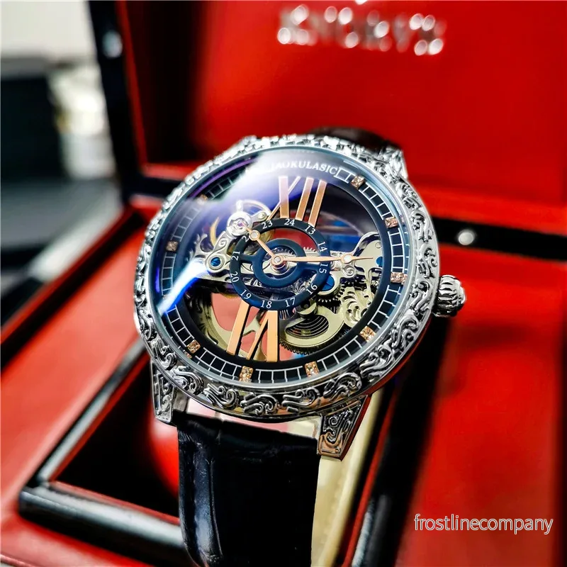 Automatisk Herrklocka Skelett Tourbillon - Läder 30M - Bild 2