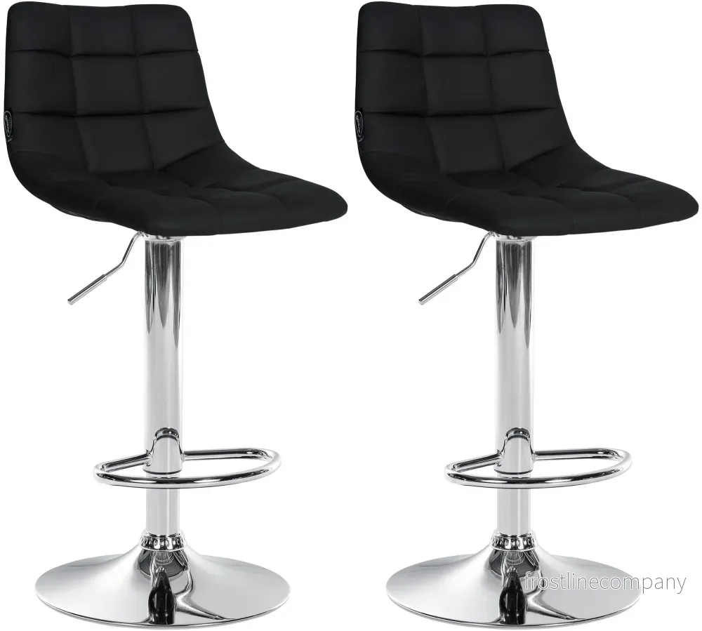 Set med 2 Barstolar med ryggstöd Konstläder Justerbar Vridbar 107 Svart Set med 2 Barstolar med ryggstöd Konstläder Justerbar Vridbar 107 Svart