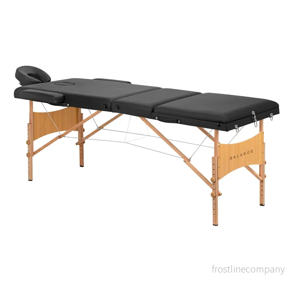 Massagebänk Hopfällbar Trä Balance Lux 3 Zoner Svart