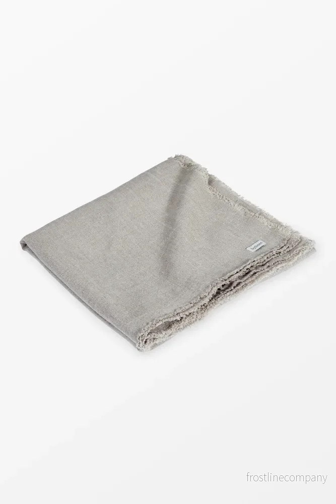 Fringed Linen Tablecloth Beige
