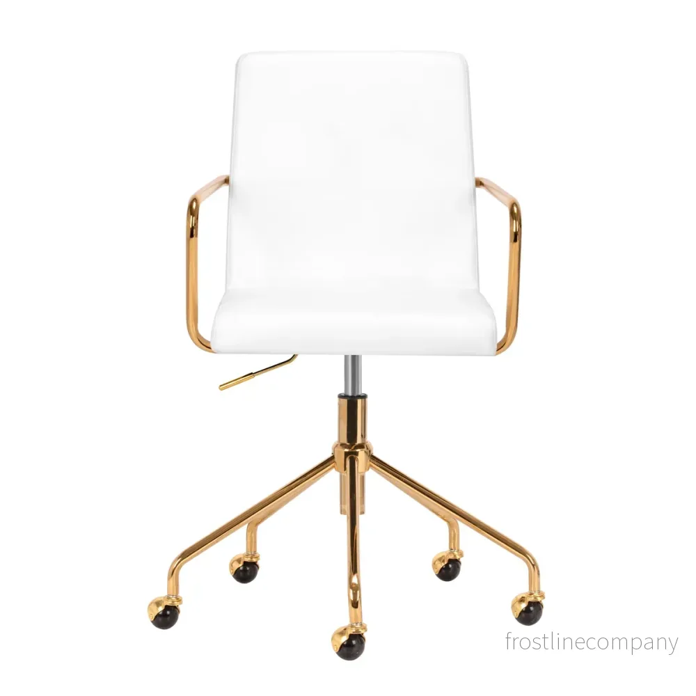 Salongsstol med hjul 4Rico QS-OF211G - Guld/Vit (Taburett) - Bild 2