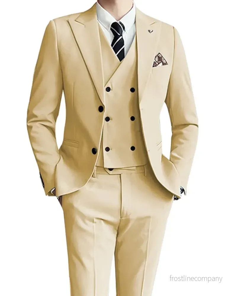 Kostym Herr 3-delad Slim Fit - Kavaj Väst Byxa - 17 Färger Bröllop - Bild 3