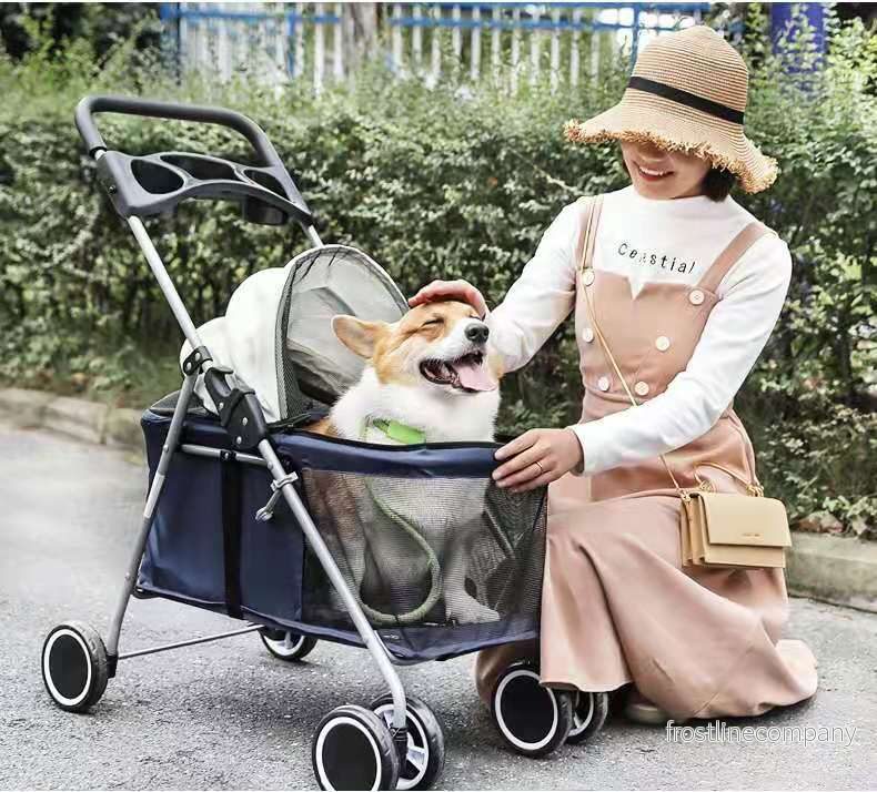 Hundvagn & Kattvagn - Hopfällbar Djurvagn - Pet Stroller 4-hjul - Lätt - 807 - Bild 2