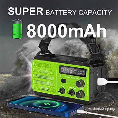 Nödradio Solar Vev 8000mAh – FM/AM/NOAA Radio Ficklampa SOS