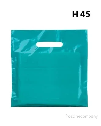 Plastpåse, stor, turkos, förp. med 100 st., 50 micron, B 56 x D/BF 10 x H 45 cm, förstärkta handtag