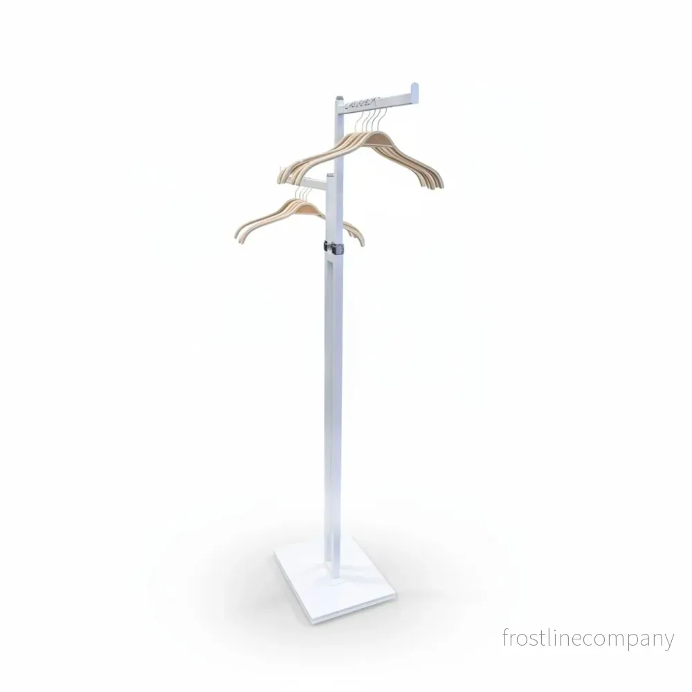 Joystativ med 2 raka armar (38 cm) i krom, höj- och sänkbart, har stadiga fötter, vitt stativ, 80 x 39 cm, H125–195 cm