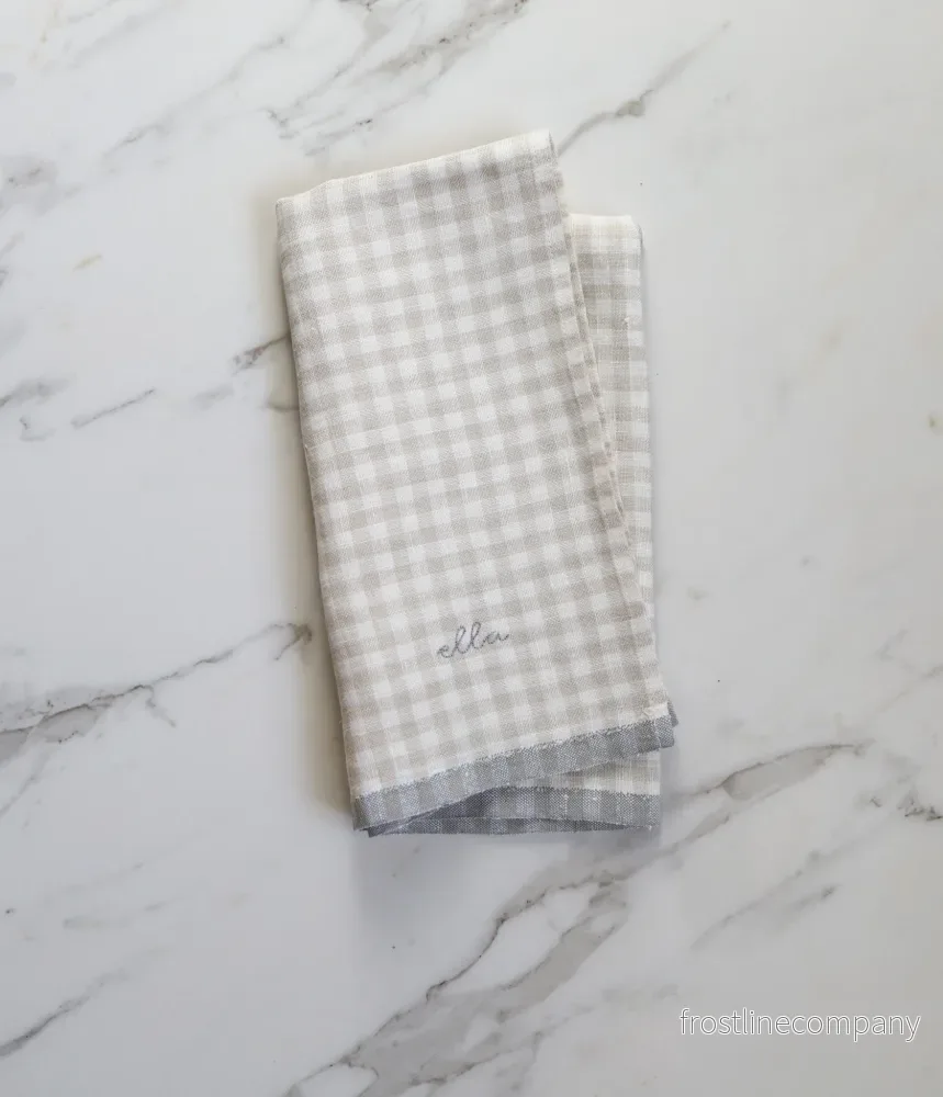 Gingham linen Napkin Beige - Bild 3