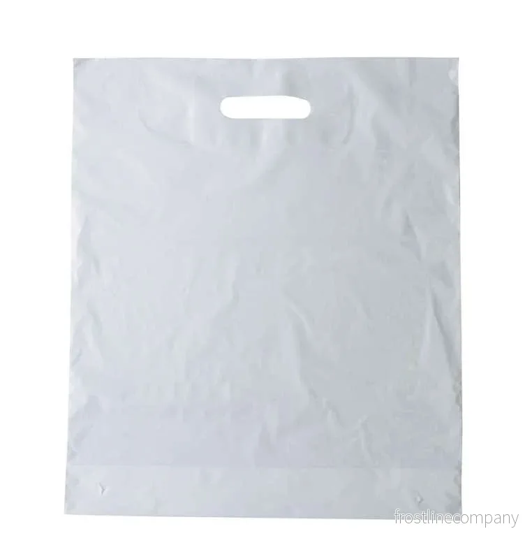Budget. Plastpåse, vit - Mellan (B 39 x D/BF 8 x H 45 cm.), 35 micron, förpackning med 100 st.