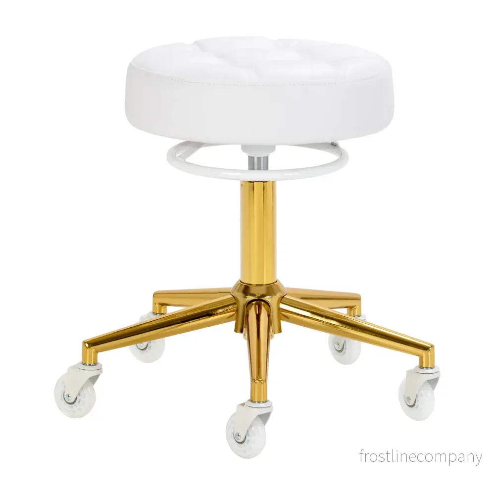 Arbetsstol med Hjul Gabbiano D054G Vit-Guld Arbetsstol med Hjul Gabbiano D054G Vit-Guld